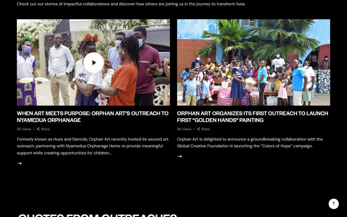 Orphan Art Ghana website section
