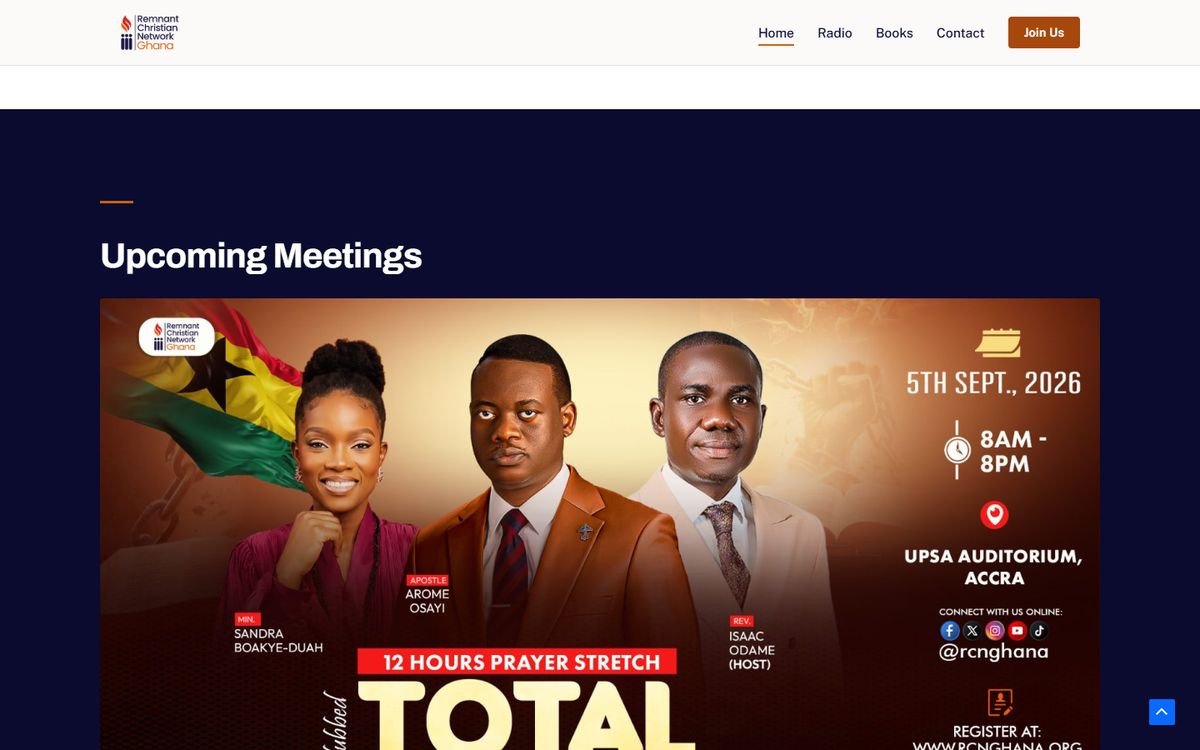 Remnant Christian Network Ghana website section