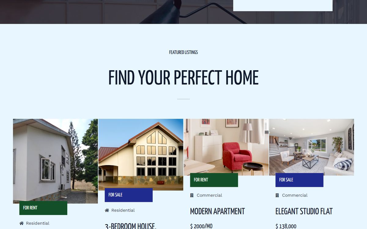 TinTin Realty website section