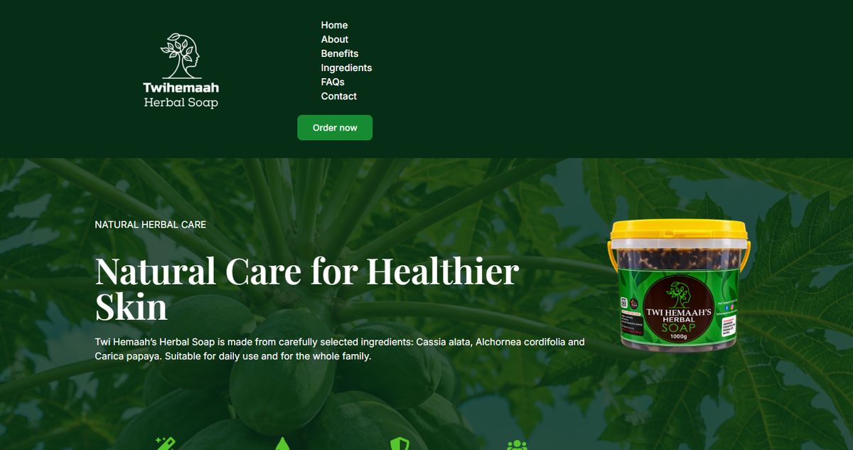 Twihemaah Herbal Soap home page designed by TinTin Technologies